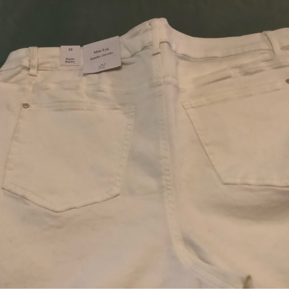 Addition Elle Premium White Denim Slim Leg Jeans - Picture 6 of 7